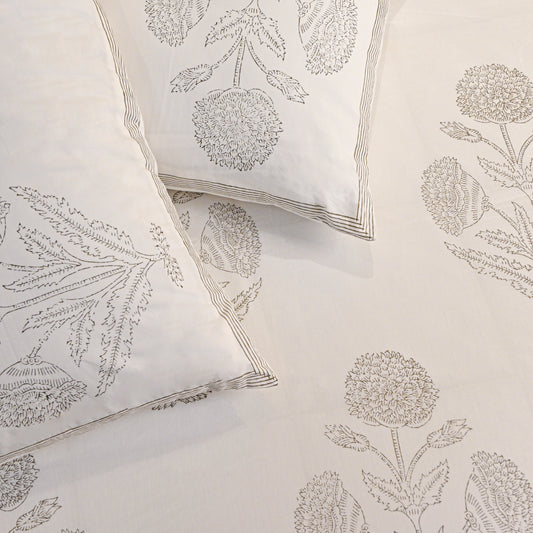 Heritage Block Print 100% Cotton Percale Bedsheet with 2 Pillowcases