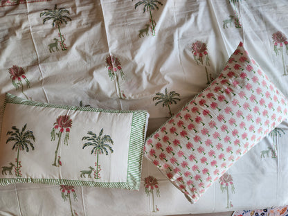 Heritage Block Print 100% Cotton Percale Bedsheet with 2 Pillowcases