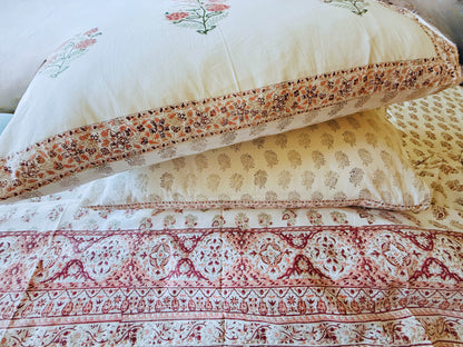 Heritage Block Print 100% Cotton Percale Bedsheet with 2 Pillowcases
