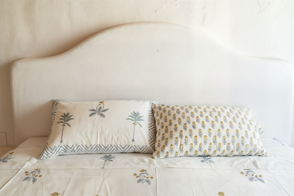 Santorini Block Print 100% Cotton Percale Bedsheet with 2 Pillowcases