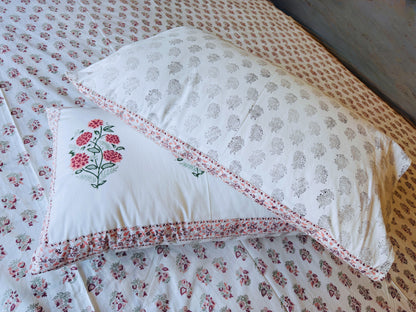 Heritage Block Print 100% Cotton Percale Bedsheet with 2 Pillowcases