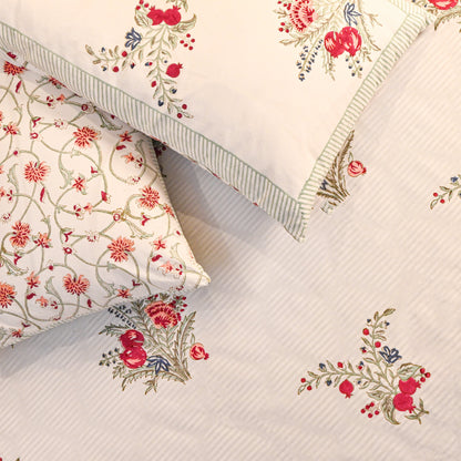 Heritage Block Print 100% Cotton Percale Bedsheet with 2 Pillowcases