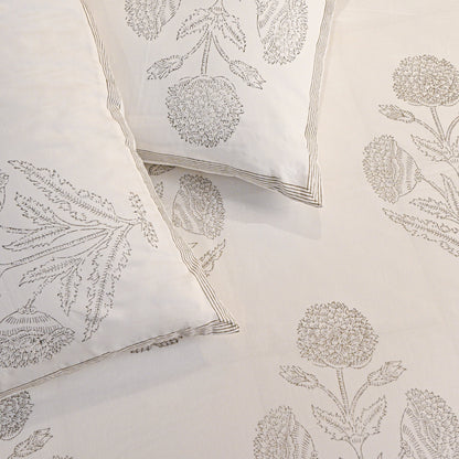 Heritage Block Print 100% Cotton Percale Bedsheet with 2 Pillowcases