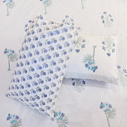 Santorini Block Print 100% Cotton Percale Bedsheet with 2 Pillowcases