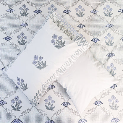 Heritage Block Print 100% Cotton Percale Bedsheet with 2 Pillowcases