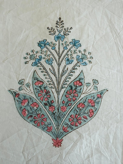 Heritage Block Print 100% Cotton Percale Bedsheet with 2 Pillowcases