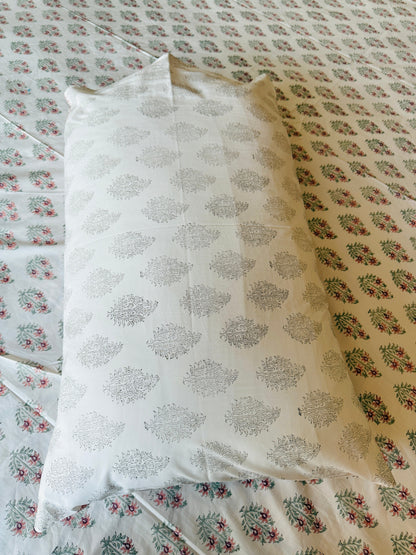 Heritage Block Print 100% Cotton Percale Bedsheet with 2 Pillowcases