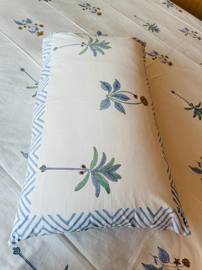 Santorini Block Print 100% Cotton Percale Bedsheet with 2 Pillowcases