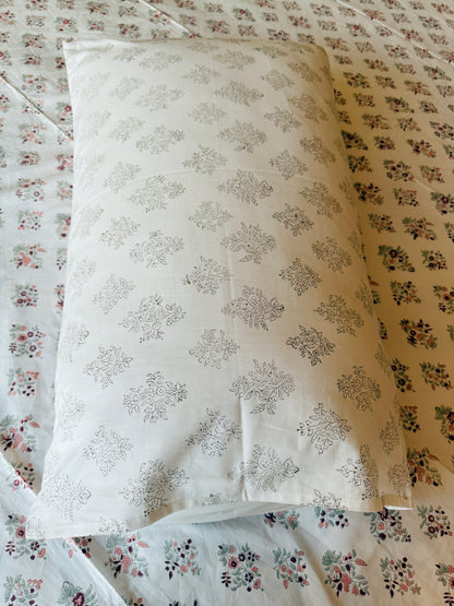 Versailles Block Print 100% Cotton Percale Bedsheet with 2 Pillowcases