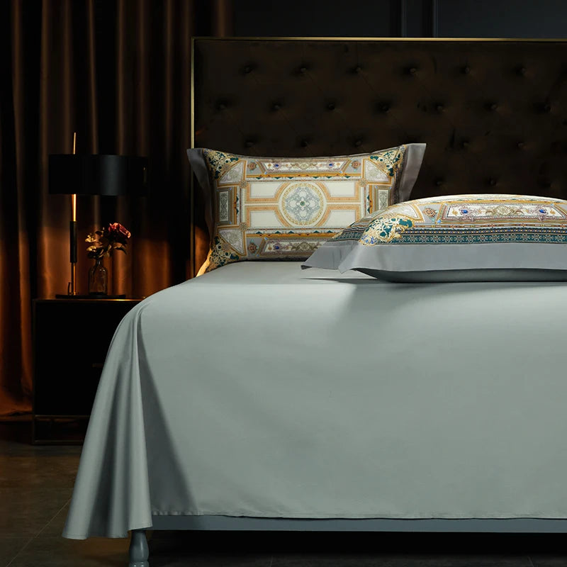 European Style Luxury Vintage Bedding Set, 1000TC Egyptian Cotton, Soft Silky Satin, Bohemia Duvet Cover, Bed Sheet, Pillowcases