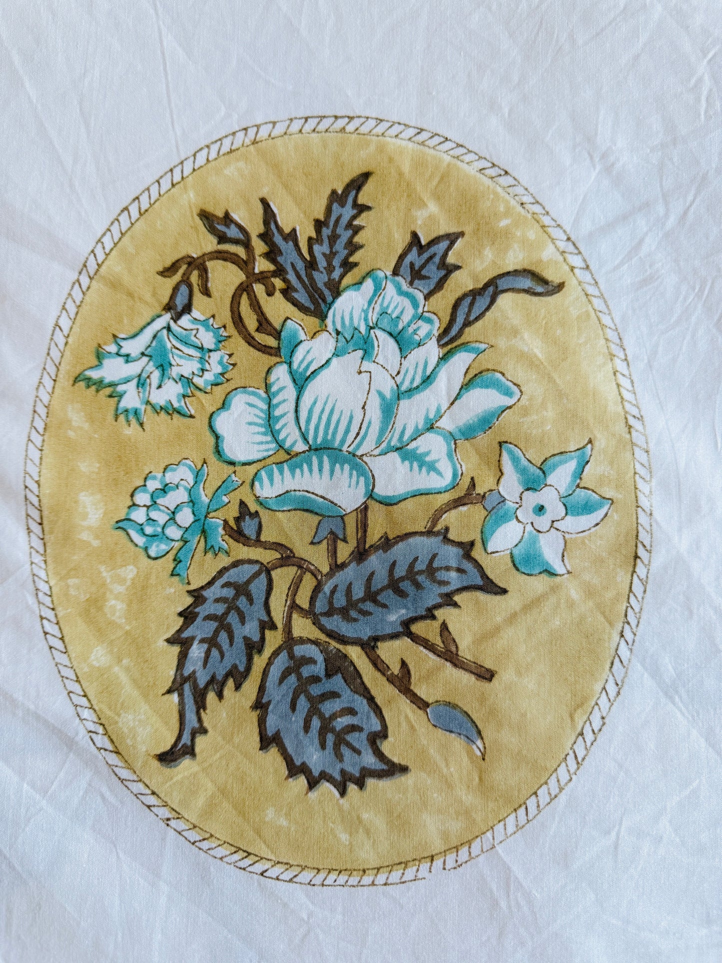 Heritage Block Print 100% Cotton Percale Bedsheet with 2 Pillowcases