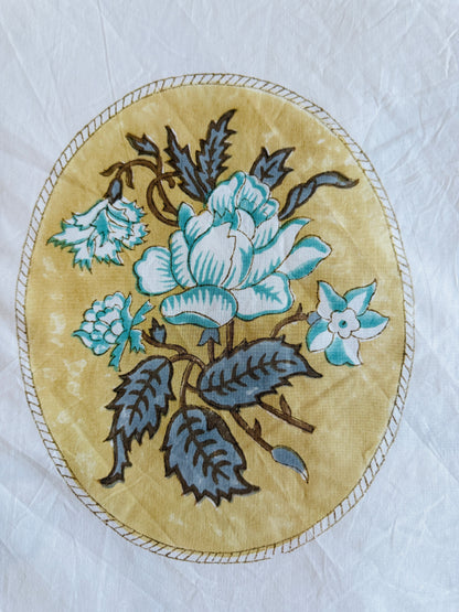 Heritage Block Print 100% Cotton Percale Bedsheet with 2 Pillowcases