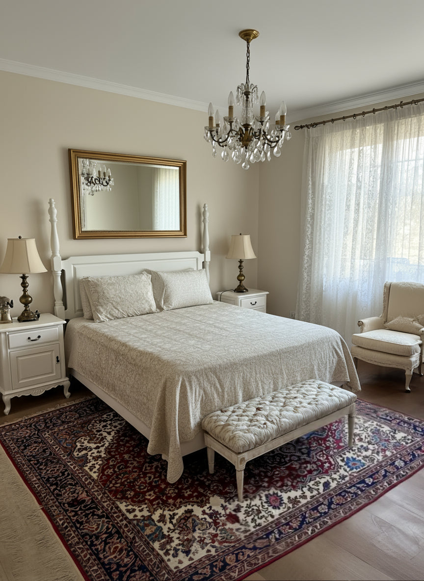 Heritage Block Print 100% Cotton Percale Bedsheet with 2 Pillowcases