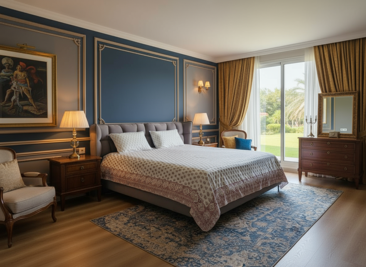 Heritage Block Print 100% Cotton Percale Bedsheet with 2 Pillowcases