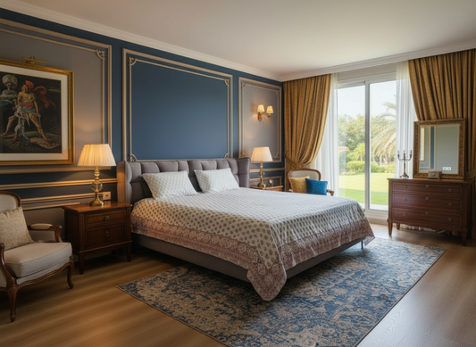 Heritage Block Print 100% Cotton Percale Bedsheet with 2 Pillowcases