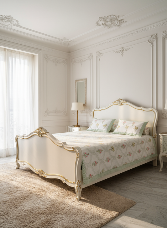 Heritage Block Print 100% Cotton Percale Bedsheet with 2 Pillowcases