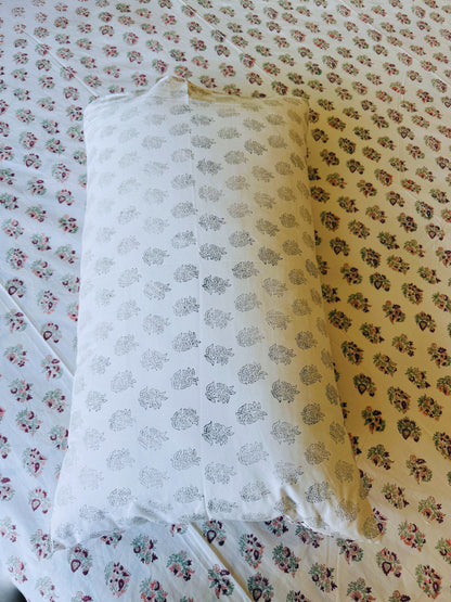 Heritage Block Print 100% Cotton Percale Bedsheet with 2 Pillowcases