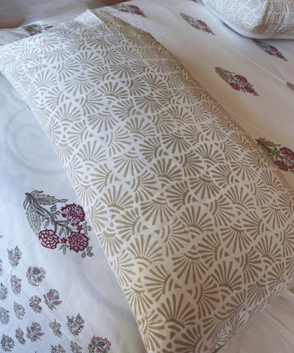 Heritage Block Print 100% Cotton Percale Bedsheet with 2 Pillowcases