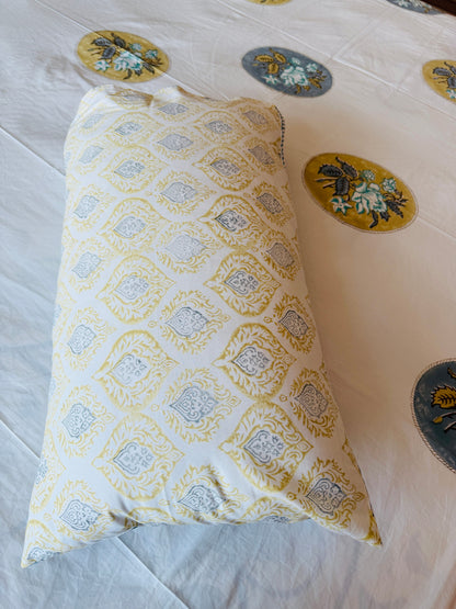 Heritage Block Print 100% Cotton Percale Bedsheet with 2 Pillowcases