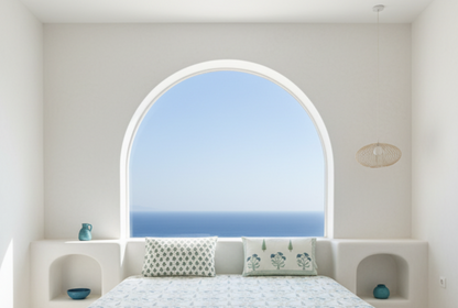 Santorini Block Print 100% Cotton Percale Bedsheet with 2 Pillowcases